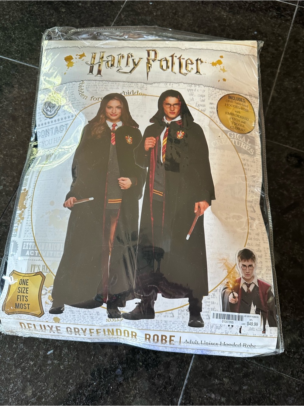 Adult Harry Potter Adult Size Gryffindor Black Robe with Burgundy and Gold Trim